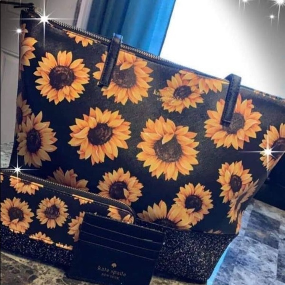 Kate spade sunflower tote 3 piece